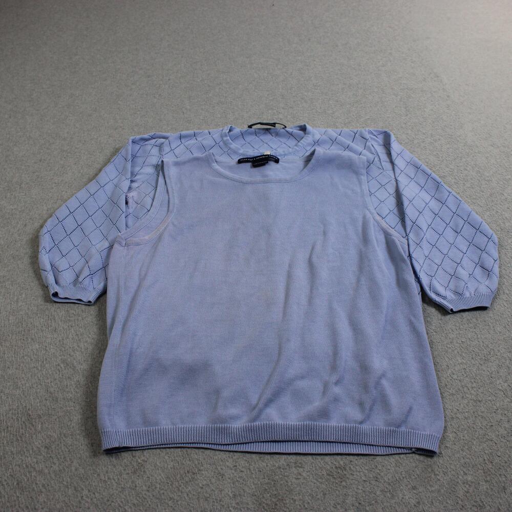 Vintage Ralph Lauren Golf Cardigan Sweater Set Women Medium Blue Argyle Y2K READ